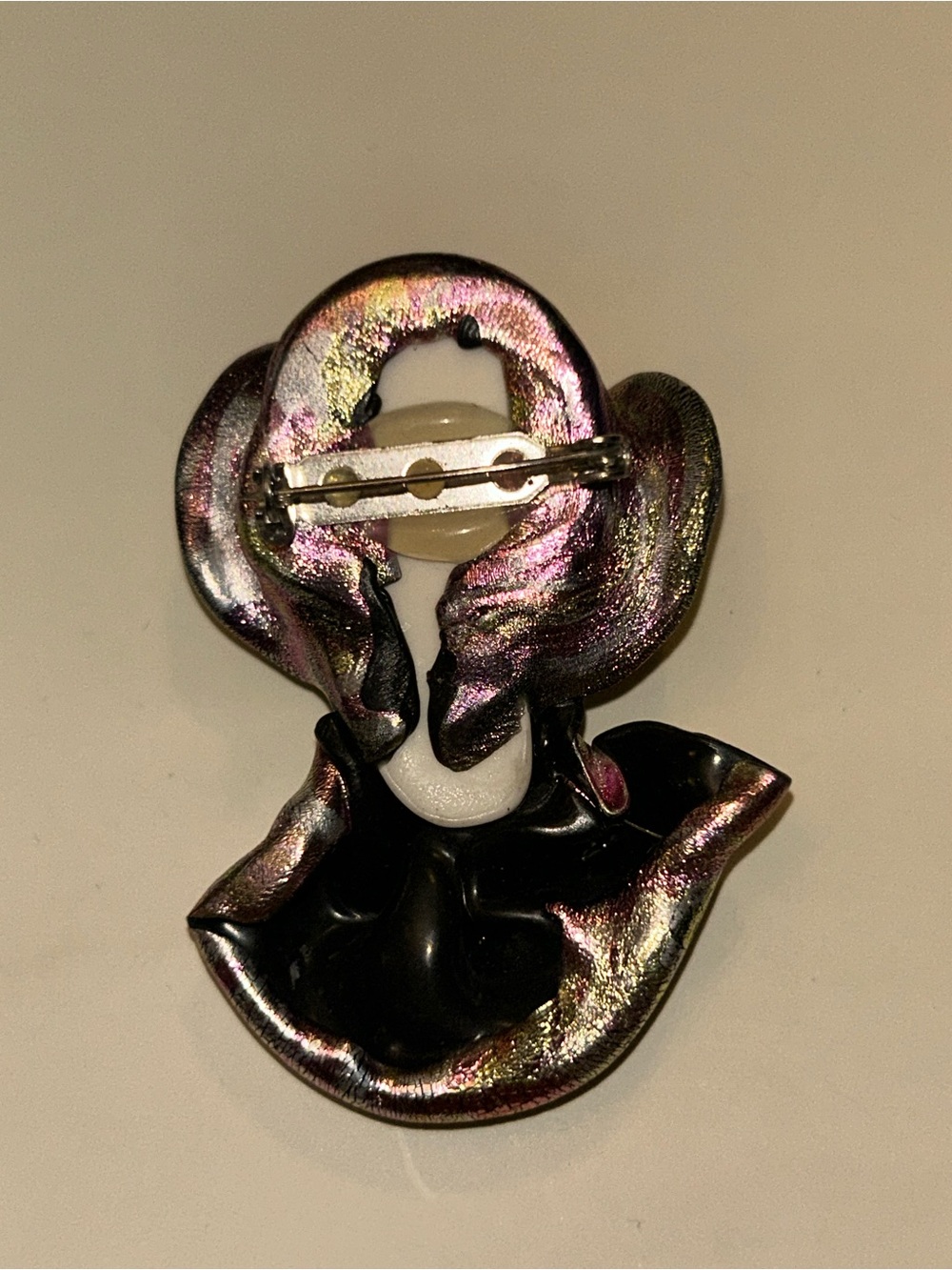 Iridescent Purple Lady Brooch with Pink Accents - Women Jewelry - Picture 2 of 2